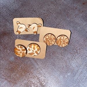 Wooden lasered earrings